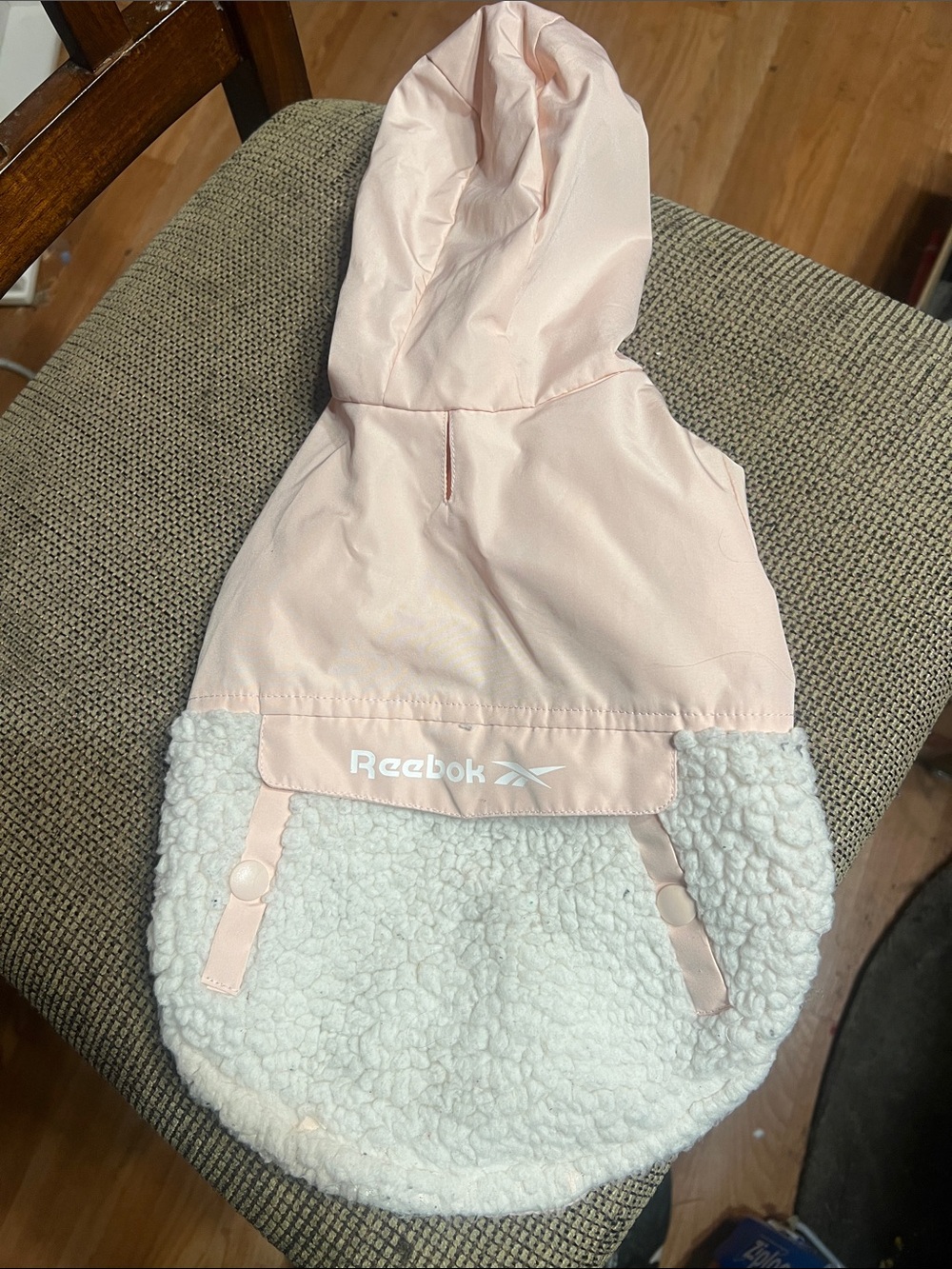 Reebok Light Pink Hooded Sherpa-Trim Dog Coat